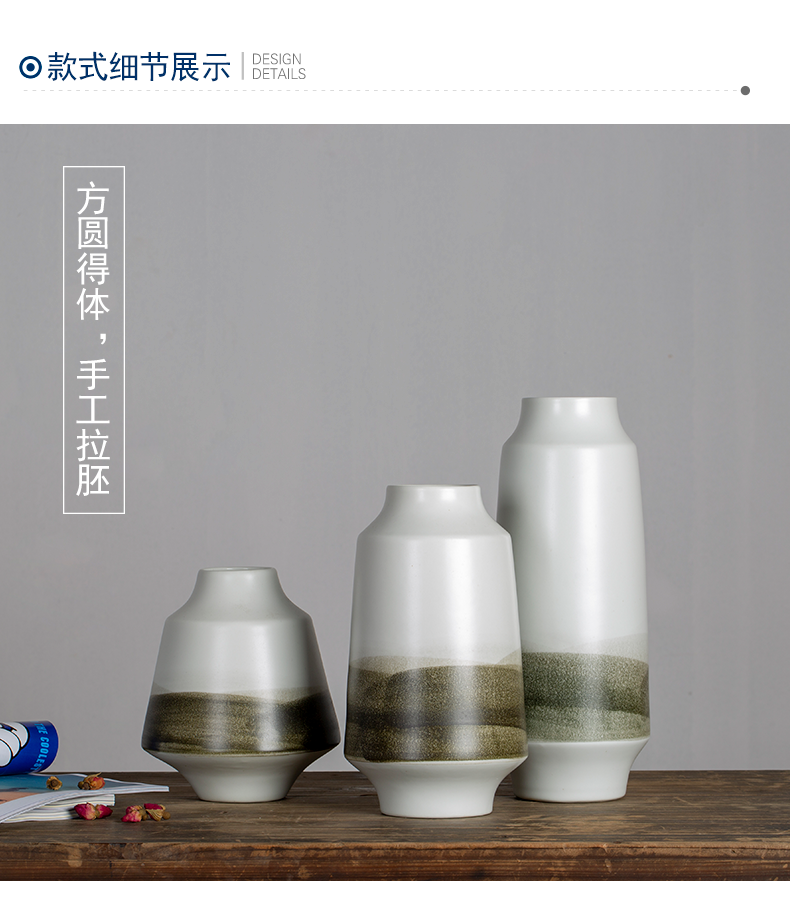 The New Chinese ink painting ceramic vase three - piece decorations mesa of I sitting room decoration simple flower arranging furnishing articles