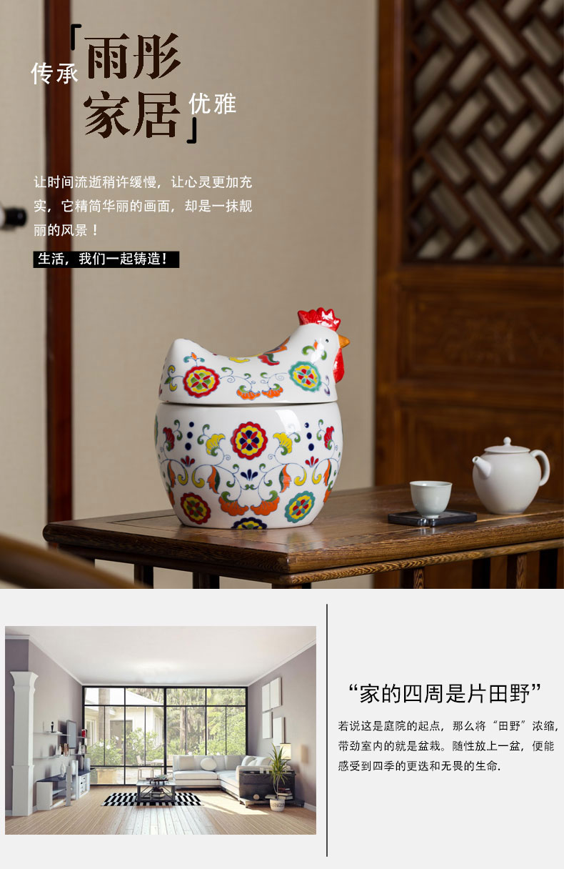 Ceramic chicken place jingdezhen porcelain creative European painting home sitting room adornment snacks seal storage tank