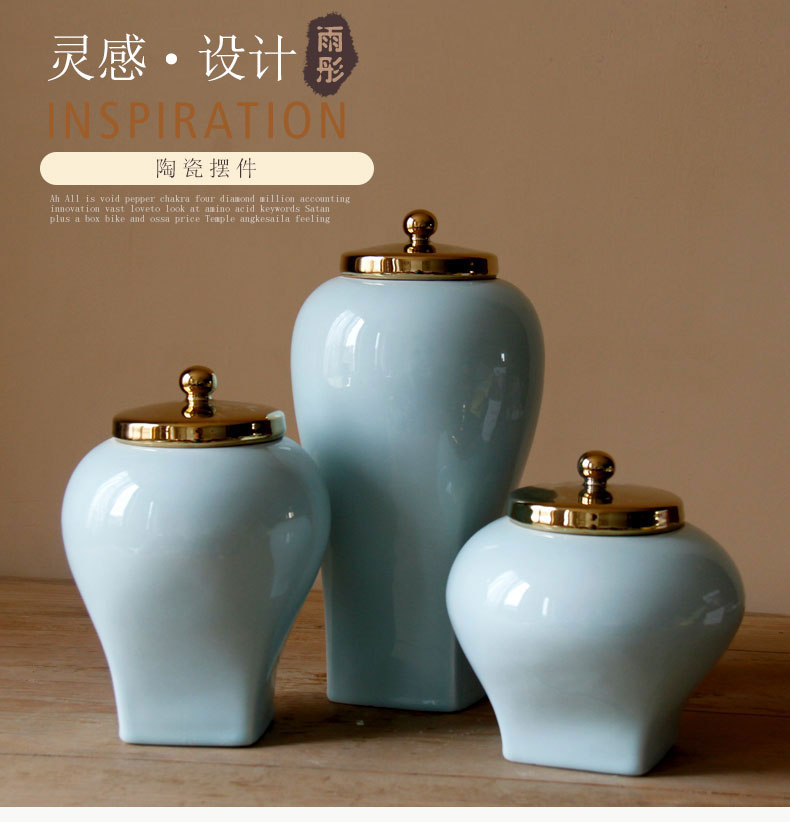 Rain tong home | jingdezhen ceramics gold - plated shadow green contracted home furnishing articles furnishing articles sitting room porch decoration vase