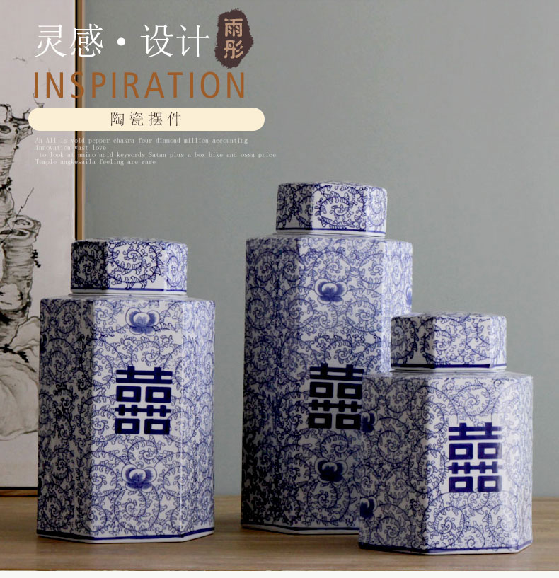 Rain tong home | jingdezhen blue and white porcelain ceramics classic wind and ceramic pot with cover can of furnishing articles