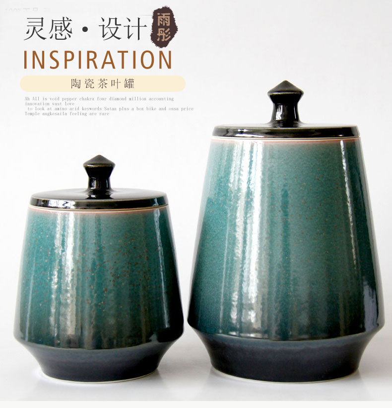 Jingdezhen ceramic furnishing articles checking ceramic up green, high temperature porcelain tea caddy fixings store receives little tea urn