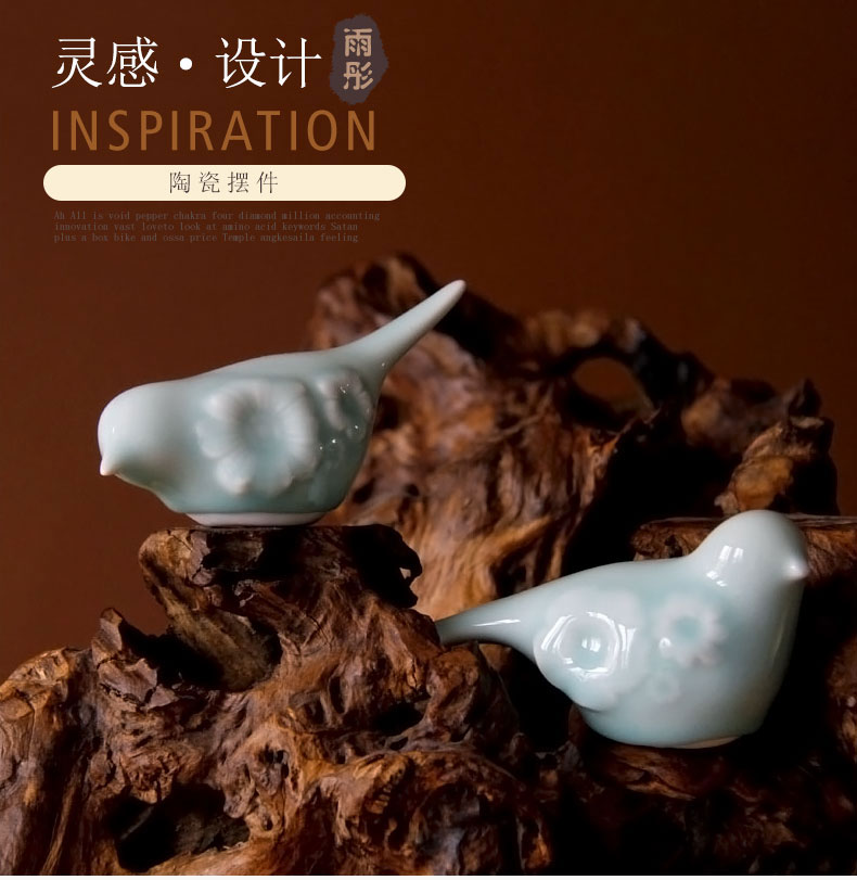 Rain tong creative household act the role ofing is tasted furnishing articles hand knead cuckoo jingdezhen porcelain celadon bird furnishing articles