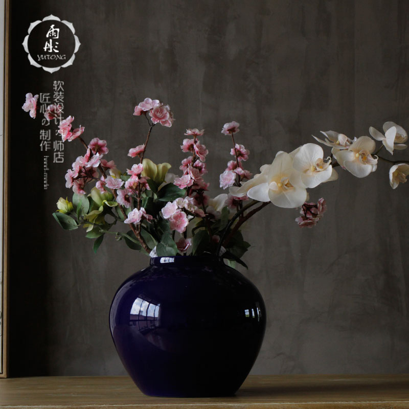 Sitting room booking with jingdezhen creative manual a bigger modern decoration decoration ceramic dry flower flower vase