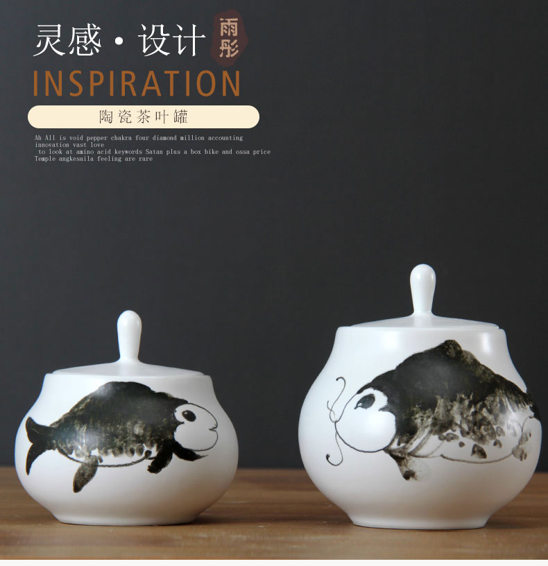 Jingdezhen ceramic Chinese style manual caddy fixings storage tank furnishing articles creative home desktop decoration example room restaurant