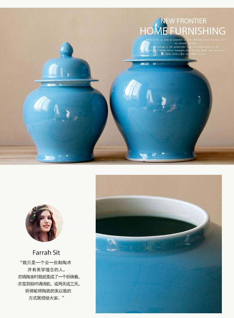 Rain tong home | home furnishing articles furnishing articles of jingdezhen ceramic blue beauty contracted atmospheric storage tank of pottery and porcelain