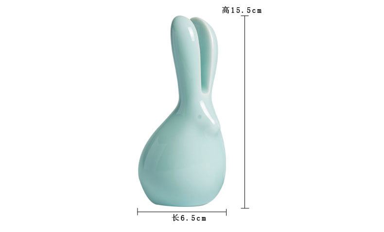 Lovely rabbit contracted the new Chinese style ceramic furnishing articles green glaze rabbit mattress in the sitting room porch decoration crafts and gifts