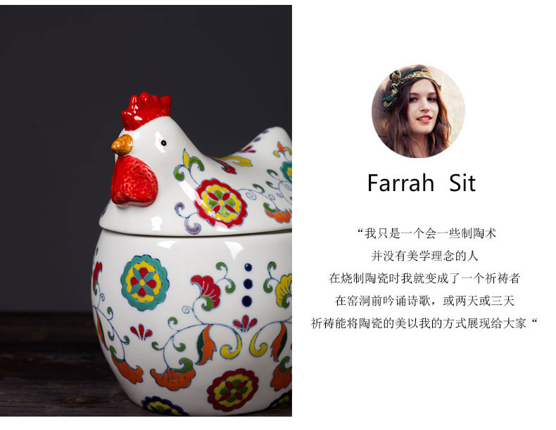 Ceramic chicken place jingdezhen porcelain creative European painting home sitting room adornment snacks seal storage tank