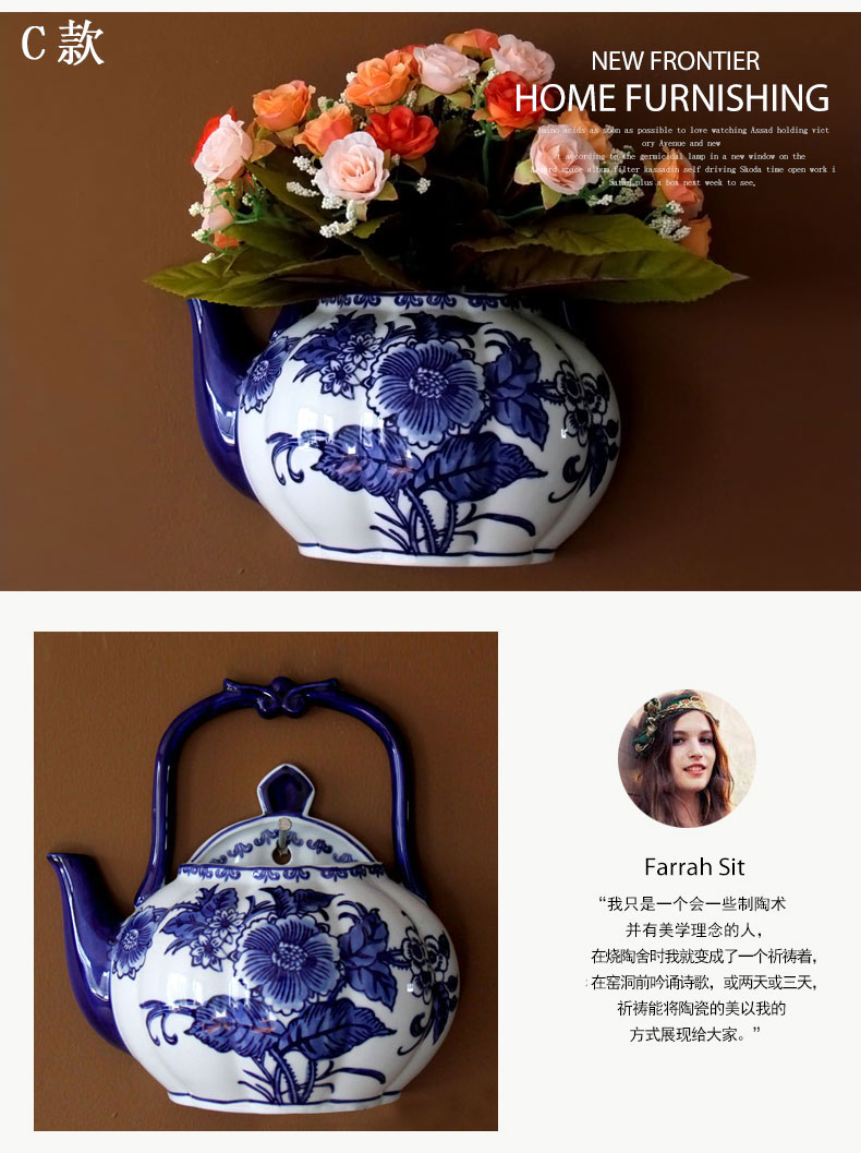 Jingdezhen blue and white porcelain ceramic flower hanging wall act the role ofing household decorative furnishing articles ceramic wall hanging butterfly