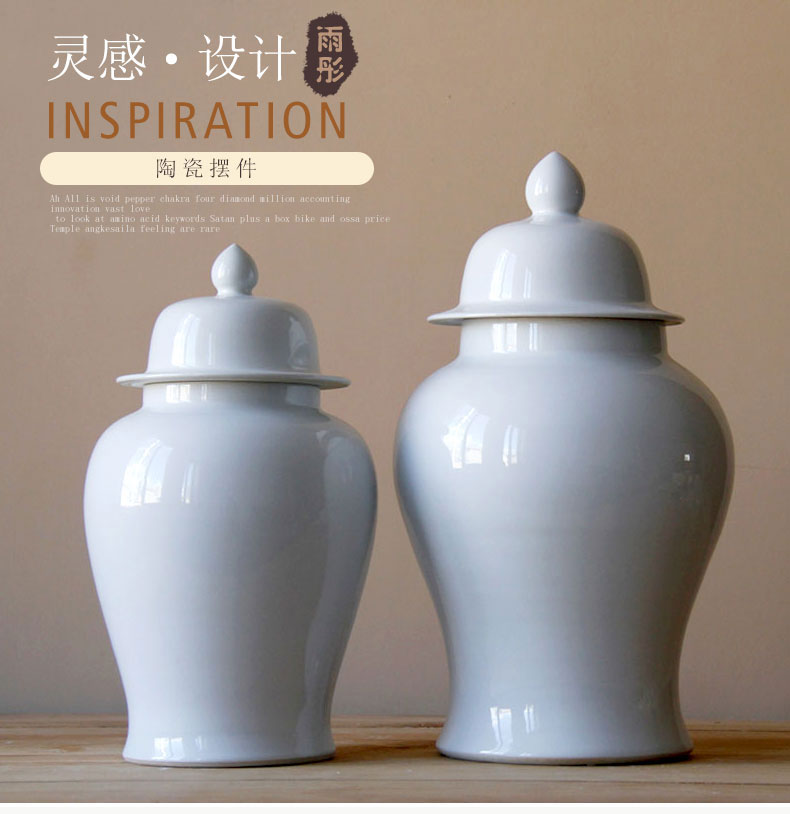 Jingdezhen ceramic general single glaze hand white tank contracted modern furnishing articles storage tank ceramic decoration