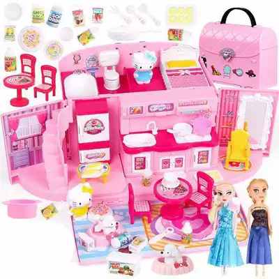Girls dress up house wine toys Barbie suit Princess Dreamhouse Dolls Children's simulation house villa scene