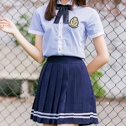 Форма, комплект для школьников, летняя студенческая юбка в складку, в корейском стиле