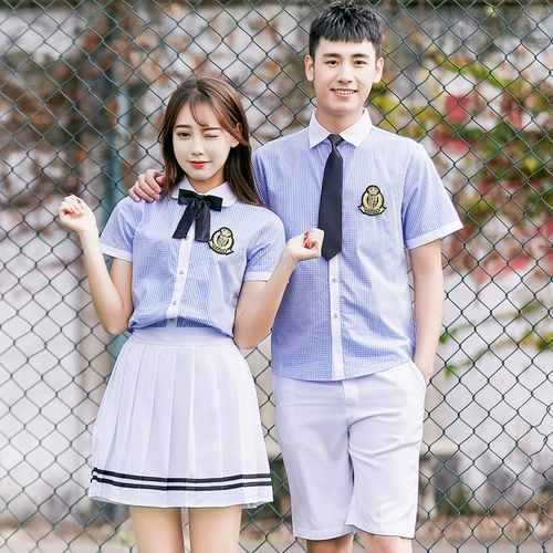 Форма, комплект для школьников, летняя студенческая юбка в складку, в корейском стиле