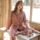 Đồ ngủ công chúa dễ thương Nhật Bản phụ nữ mùa xuân và mùa thu mỏng chải dài tay dệt vải flannel lưới nhà phù hợp với dịch vụ - Bộ Pajama