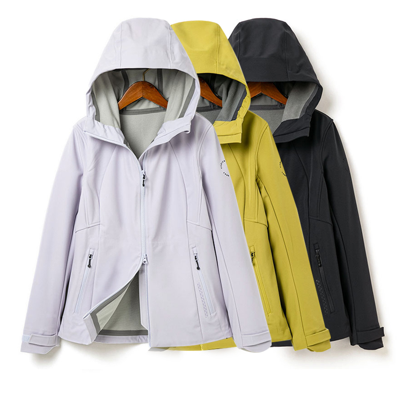 26 Outdoor Softshell Jacket for Women, Fleece-Lined, Short, Hooded, Waterproof, Hiking Jacket, Large Size, Export Genuine Top