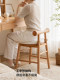 Second-Hand Solid Wood Dressing Table Stool with Backrest, Dedicated for Girls' Bedroom, Small Round Stool, Makeup Chair