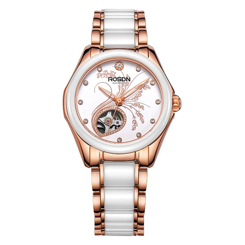 Белый трендовый модный ремешок для часов, механические механические часы, полностью автоматический