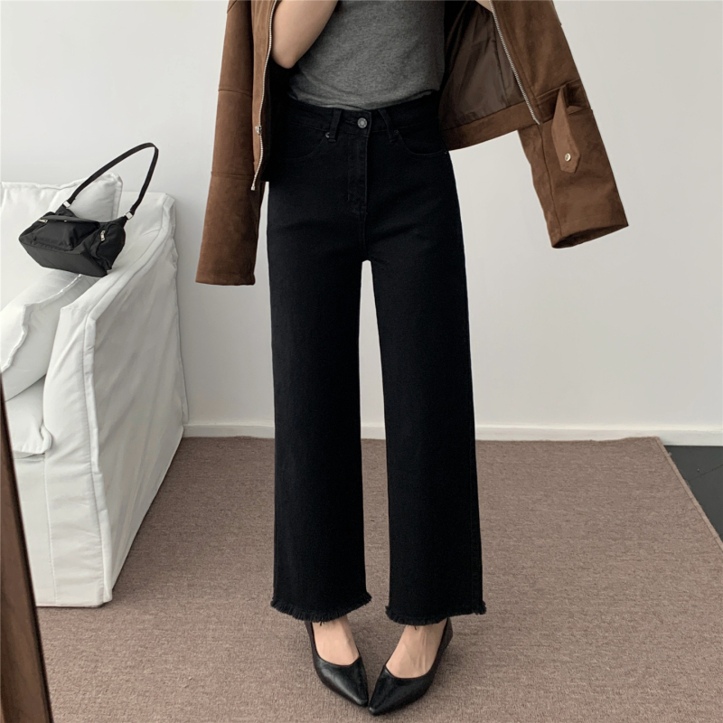 【Clearance Sale】Amore High-End Series Super Black Plus Size Straight-Leg Fleece-Lined Jeans for Women
