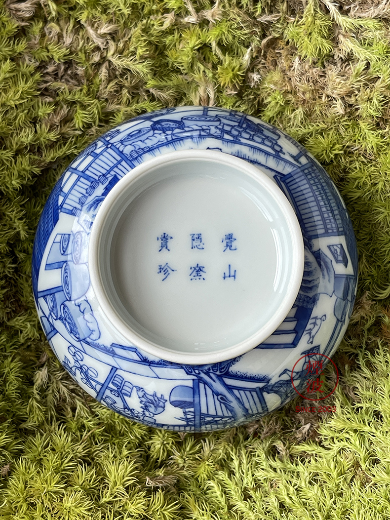 Jingdezhen sleep mountain hidden up to admire Jane with blue and white heavy porcelain making figure figure cylinder cup mold