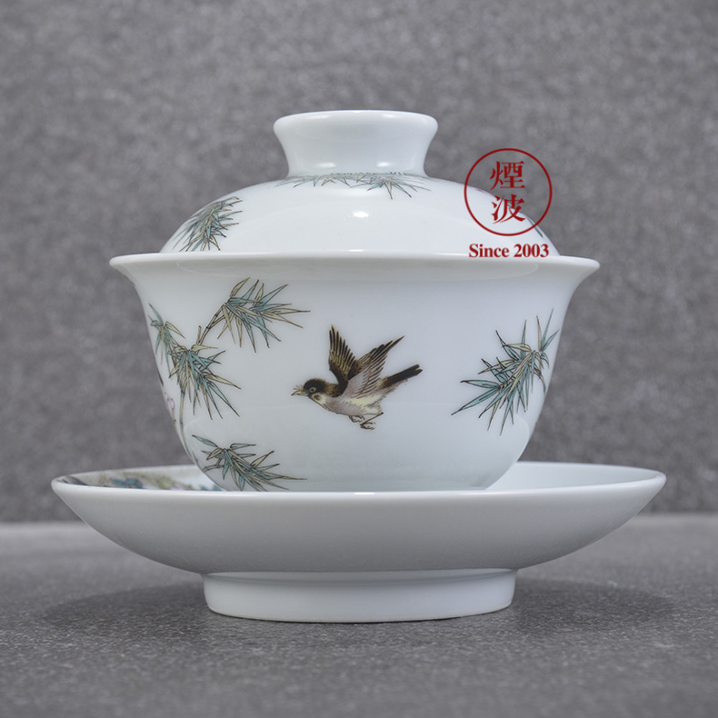 Jingdezhen spring auspicious treasure jade spring breeze auspicious jade Zou Jun up hand - made tureen colored enamel porcelain painting of flowers and birds