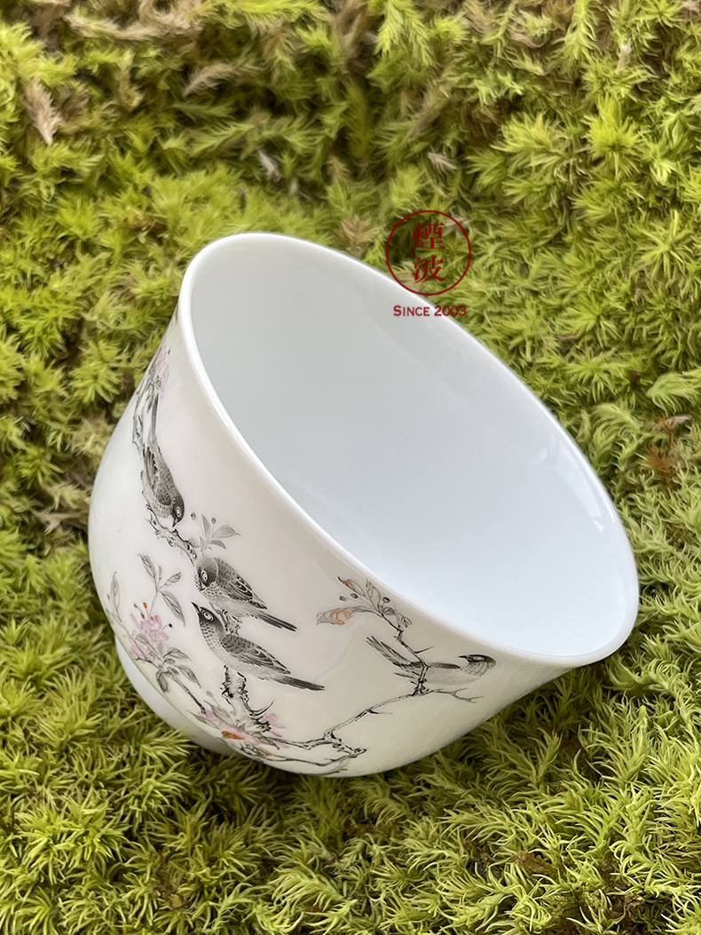 Jingdezhen nine calcinations hand - made color ink painters porcelain hand painting of flowers and keller cup sample tea cup