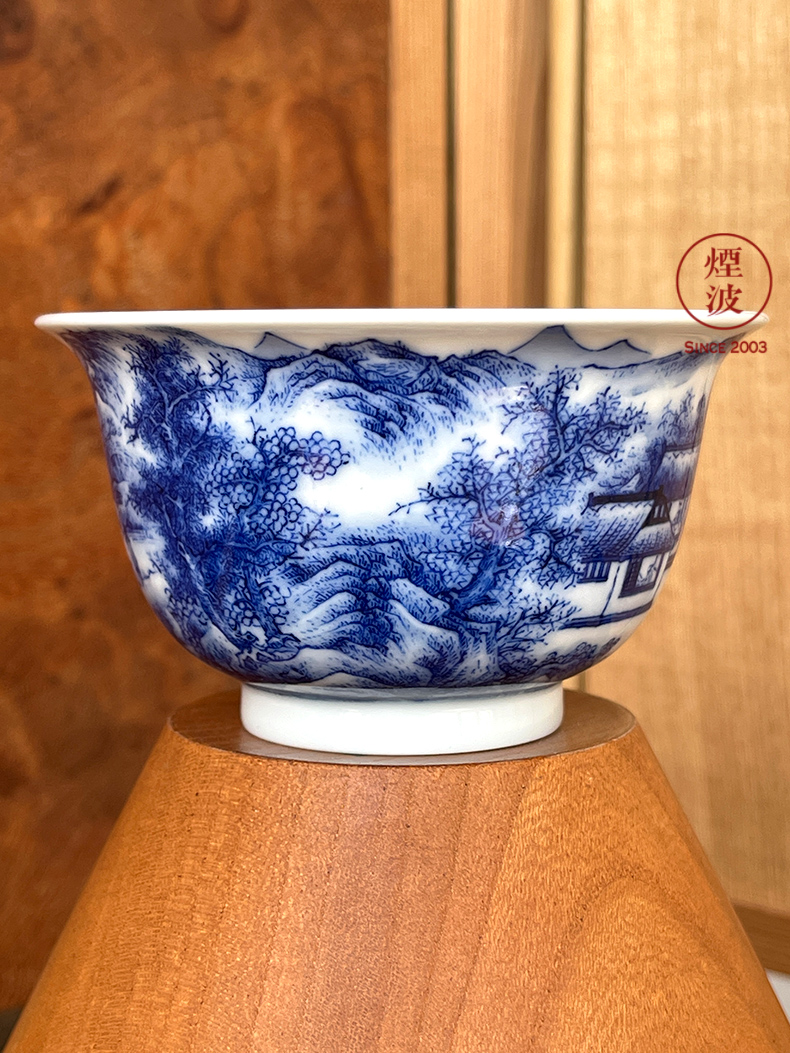 Jingdezhen spring auspicious jade Zou Jun up with porcelain of Confucian scholar of eight new system outraged side view fishery landscape hut koubei