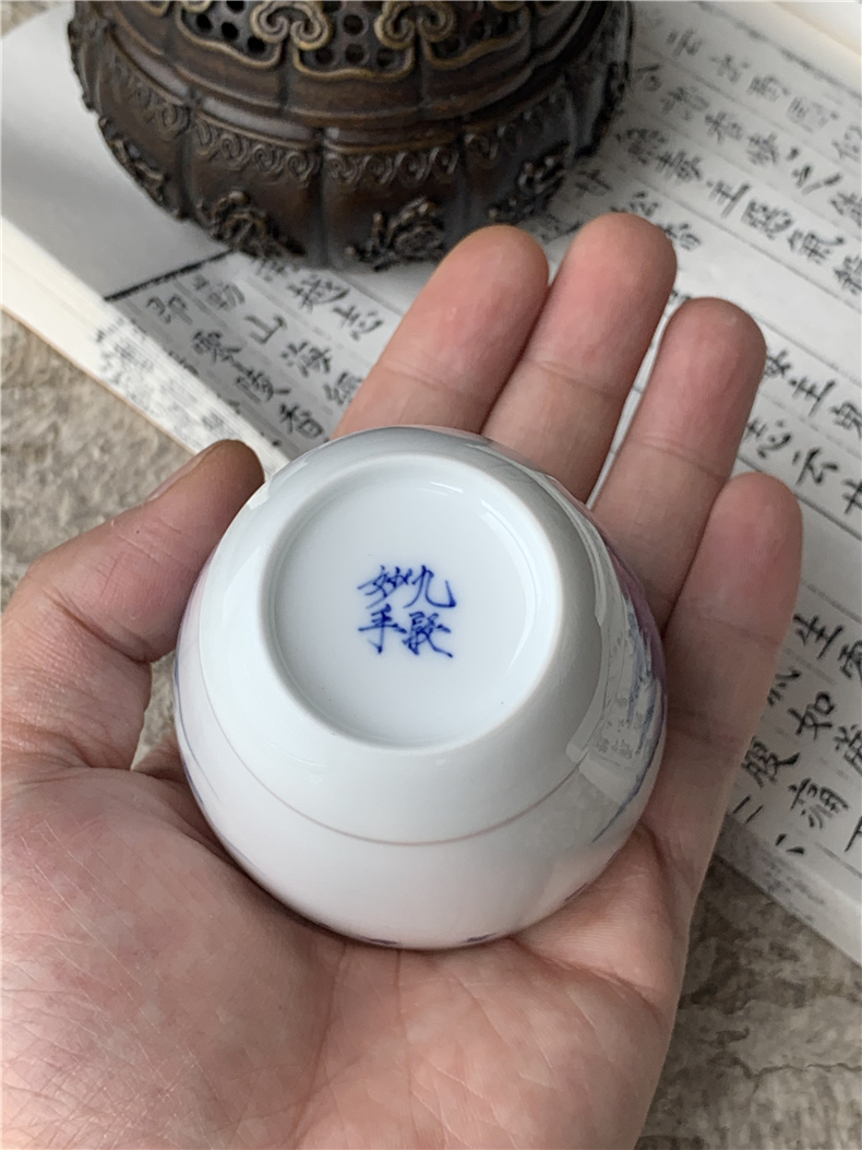 Jingdezhen nine wonderful hand burn hand - made porcelain nine paragraphs offer longevity figure mold cup sample tea cup tea cups