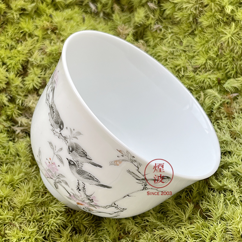 Jingdezhen nine calcinations hand - made color ink painters porcelain hand painting of flowers and keller cup sample tea cup