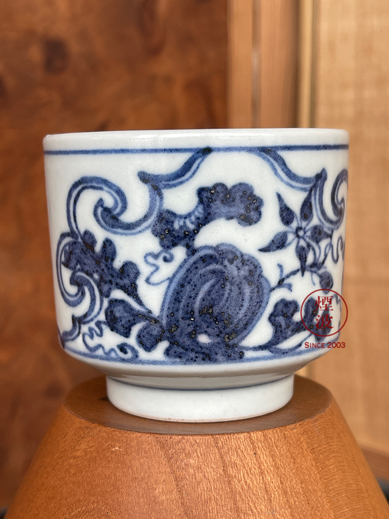 Hand - made imitation of yuan blue and white porcelain of jingdezhen g frequently hall window for fruit insect lines straight keller cup