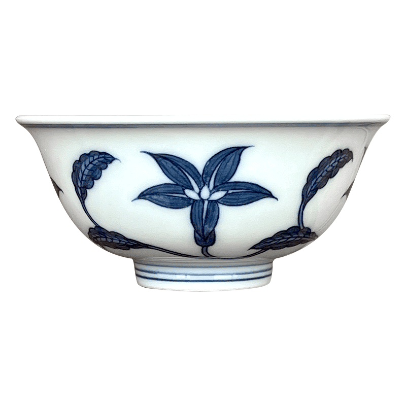 Jingdezhen spring auspicious jade Zou Jun up and imitation Ming blue and white tie up eight new system branch lilies painting sketch cup expressions using