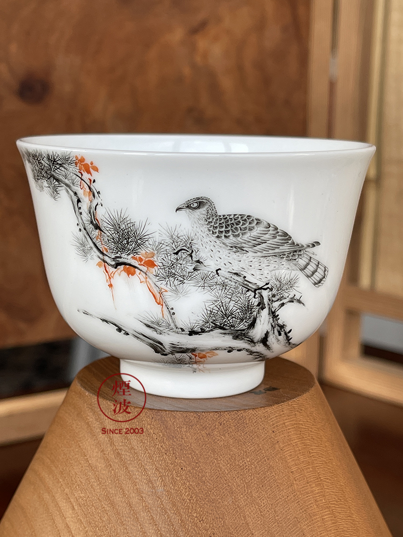 Jingdezhen nine calcinations hand - made color ink painters chorale eagle porcelain hand keller cup sample tea cup