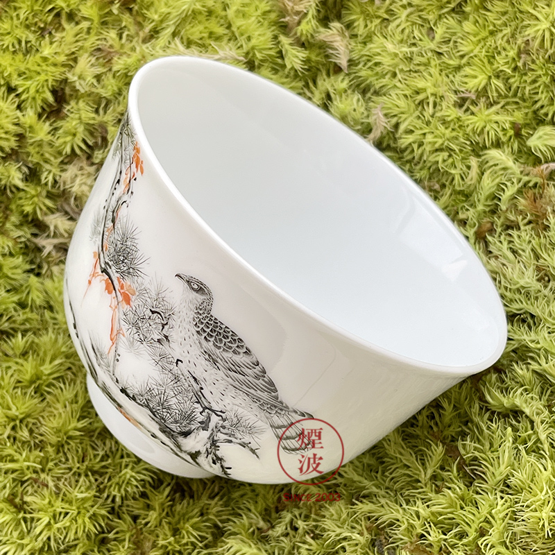 Jingdezhen nine calcinations hand - made color ink painters chorale eagle porcelain hand keller cup sample tea cup