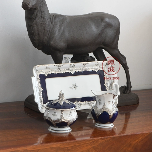 Германия Мейсен Мейсон Фарфор B-форма Royal Blue Platinum Rose Coffe