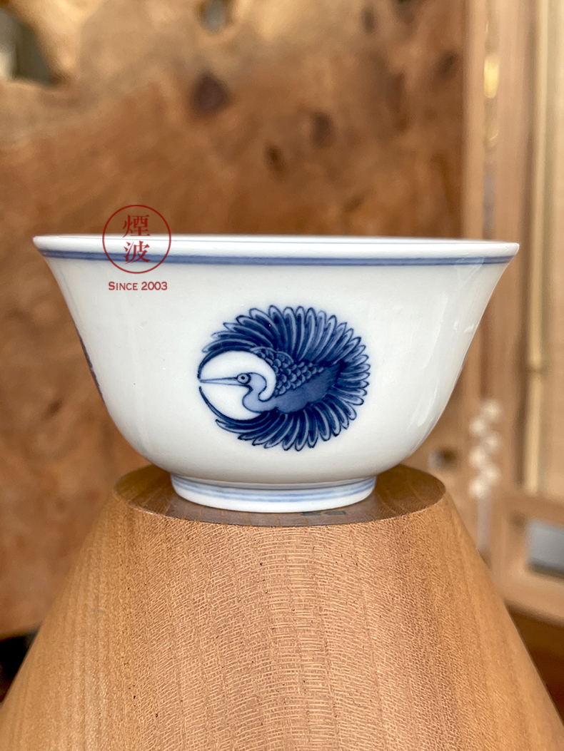 Jingdezhen lesser RuanDingRong made lesser mass of crane, grain cup sample tea cup drawing