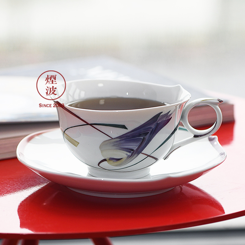 German MEISSEN porcelain mason magic wave series afternoon tea cup dish of coloured drawing or pattern