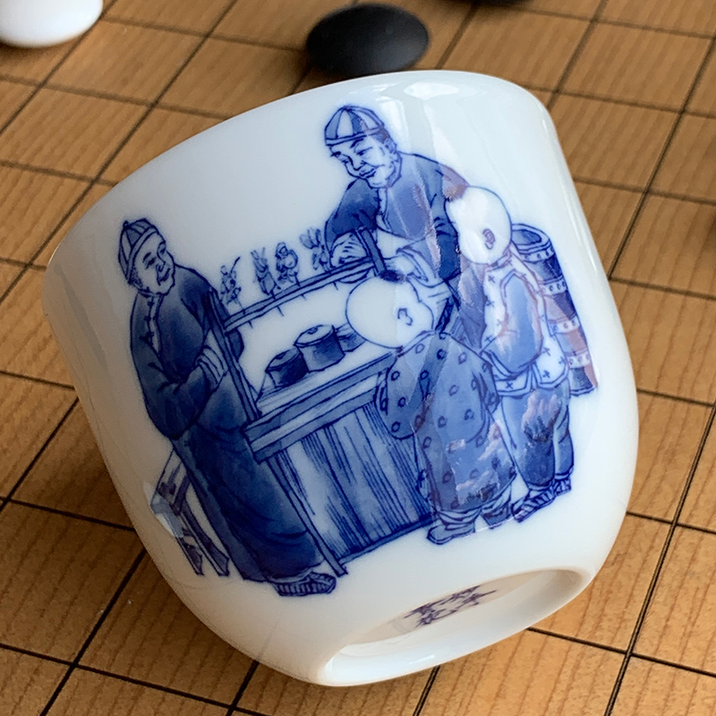 Jingdezhen nine calcinations hand - made blue - and - white porcelain hand blown sugar creature qianlong cylinder cup chicken