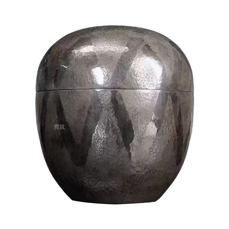 純銀製 丸形 鎚目 玉石摘 唐木手 急須 銀瓶 煎茶道具 純銀製 丸形 玉石