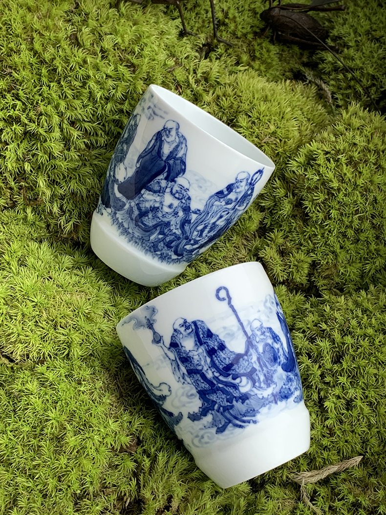 Jingdezhen nine wonderful hand burn hand - made porcelain nine paragraphs 18 arhats mould cup of a cup of tea cups