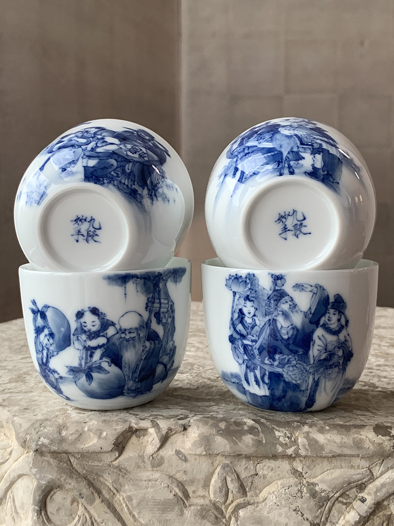 Jingdezhen nine wonderful hand burn hand - made porcelain nine paragraphs ferro, ShouXi cup qianlong chicken cylinder cup