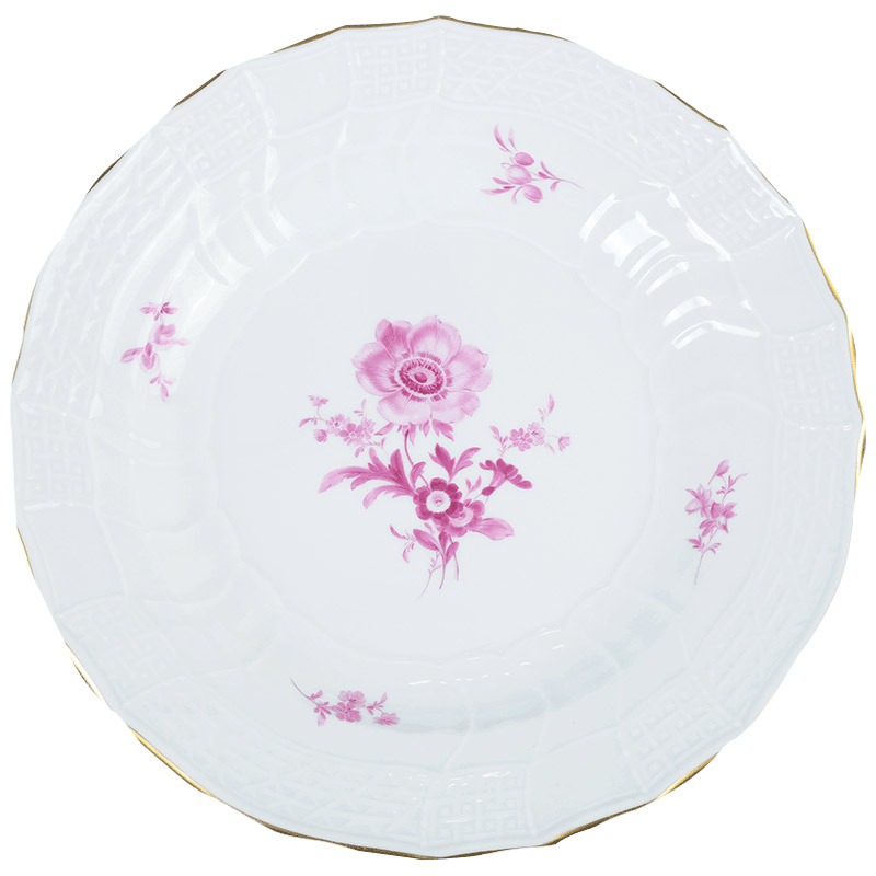 German mason MEISSEN porcelain new clipping the see colour pink flowers continental plates platter 255 mm
