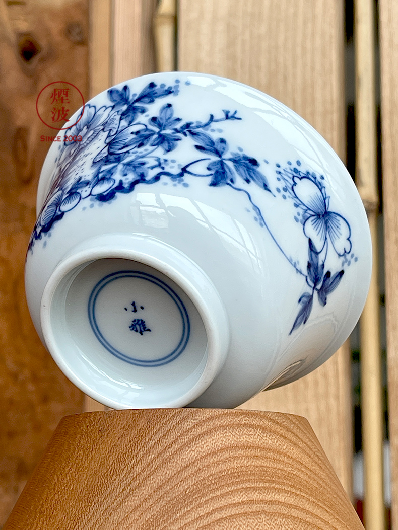 The smoke jingdezhen lesser RuanDingRong made lesser hand - made peony rock sample tea cup tea cups