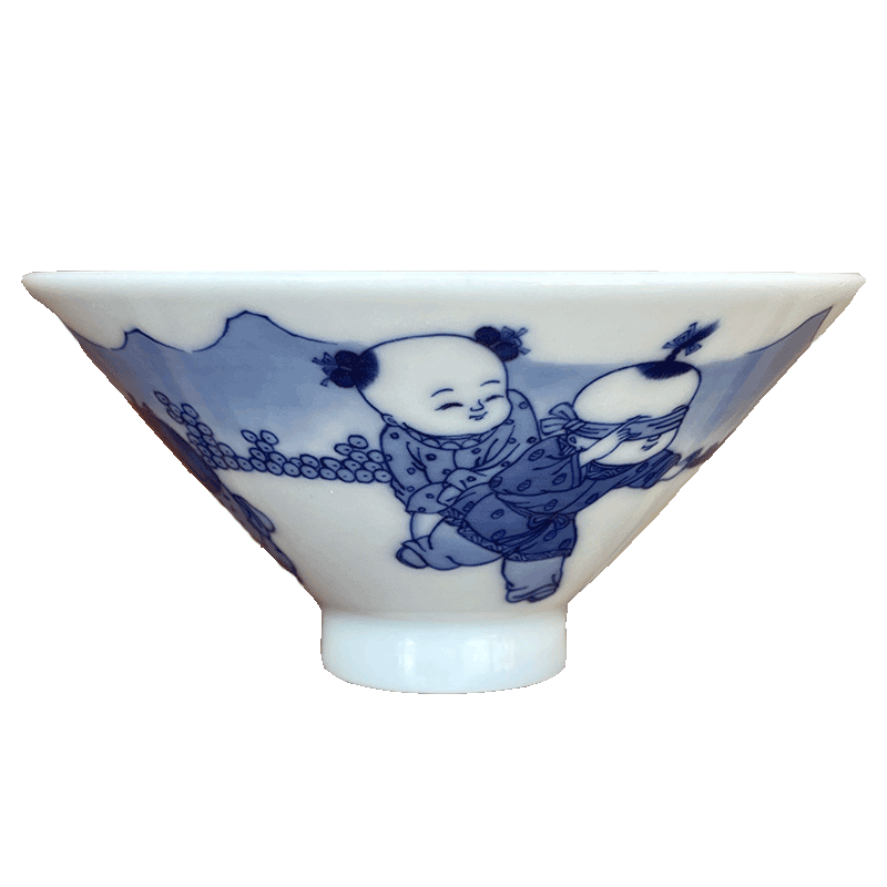 Jingdezhen spring breeze paragraphs auspicious Zou Jun up treasure jade blue nine words j cup cheese big head boy hat