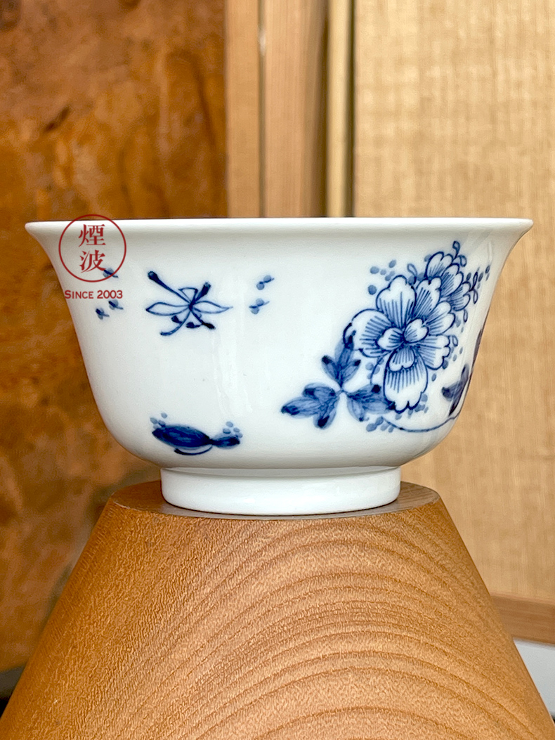 The smoke jingdezhen lesser RuanDingRong made lesser hand - made peony rock sample tea cup tea cups