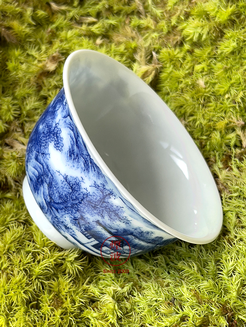 Jingdezhen spring auspicious jade Zou Jun up with porcelain of Confucian scholar of eight new system outraged side view fishery landscape hut koubei