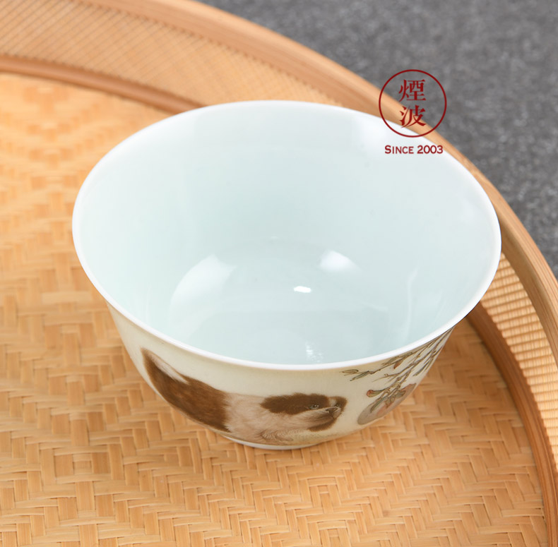 Those jingdezhen small solitary hall cream dust hand - made famille rose porcelain dog AoWang satisfied sample tea cup tea cups