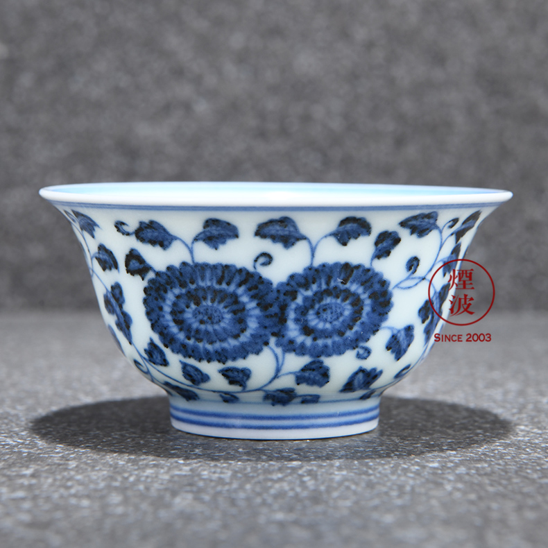 Jingdezhen spring auspicious jade Zou Jun up system with blue and white porcelain antique hand - made sample tea cup of by tea cups