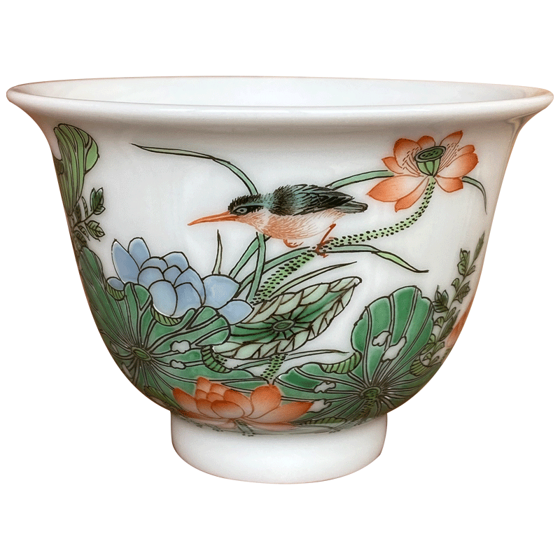 Jingdezhen spring auspicious jade Zou Jun up and ancient color lotus flower admiralty cup eight new system