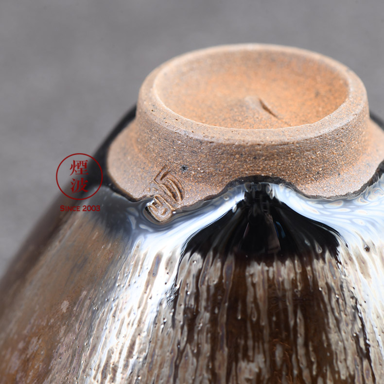 Japanese pottery master expedition just grain eye cup small temmoku light tea master cup single cups of tea cups