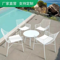Outdoor stainless steel table and chairs Sales Department Garden Forest Landscape Casual Iron Art Chairs Patio Garden Open Air Balcony Table and chairs