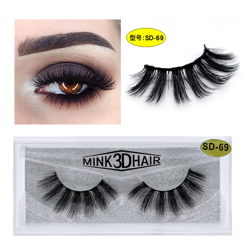 Super exaggerated 25mm imitation 3D mink fur European and American false eyelashes soft and long eyelashes thick natural stage performance