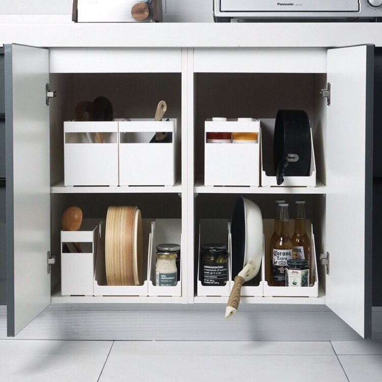 Japanese plastic cabinet pot lid storage box kitchen bathroom with handle drawer arrangement basket can be stacked sorting basket